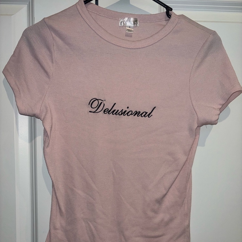 Women’s “Delusional” pink crop top